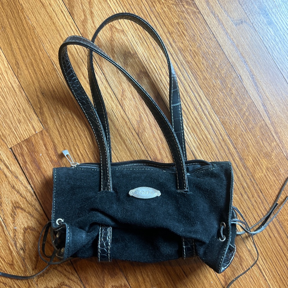 Black suede Tod’s shoulder bag